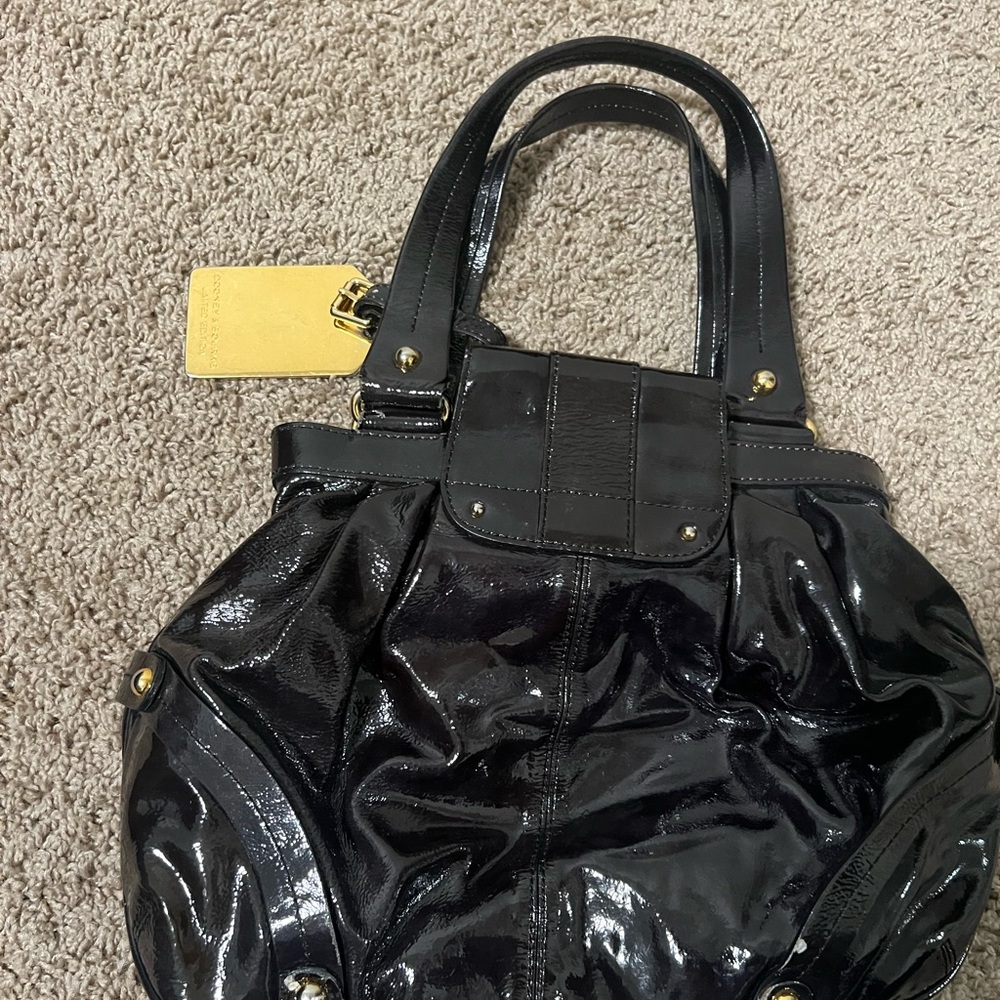 Dooney & Burke Black Patent Leather Handbag HP - Picture 3 of 14